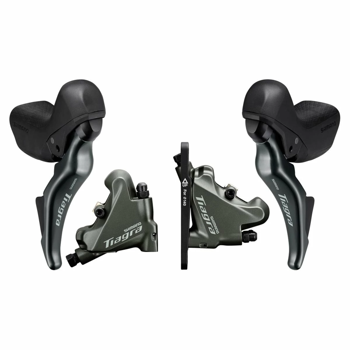 Shimano Tiagra ST-4725 Brake/Shift Lever Combination 2x10 Speed With BR-4770 Disc Brake Calipers (Front & Rear) 3 Shimano Tiagra ST-4725 Brake/Shift Lever Combination 2x10 Speed With BR-4770 Disc Brake Calipers (Front & Rear)